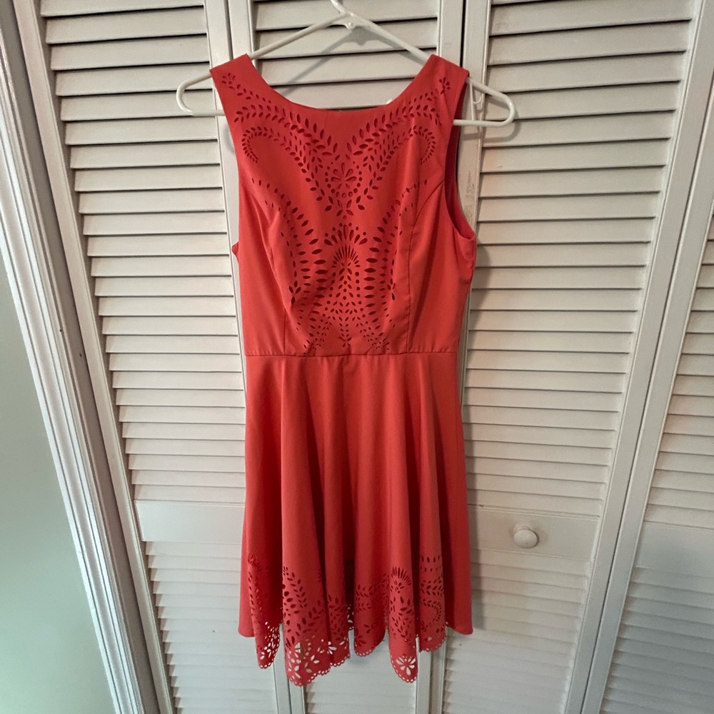 Elegant Coral Sleeveless Dress